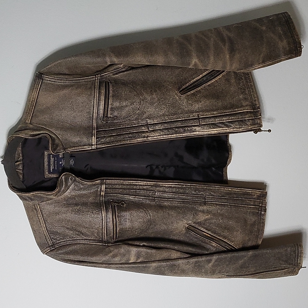 Distressed Leather Moto Jacket - nearly vintage EUC